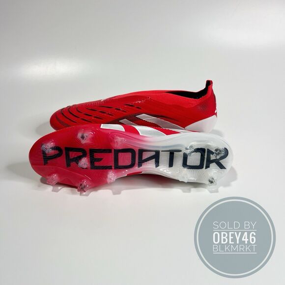 Adidas Predator Elite Laceless FG Soccer Cleats Lucid Red White ID3877 Size 10.5 - Picture 4 of 7